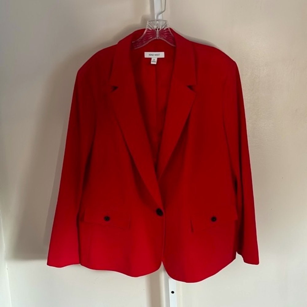 Nine West Plus Size Hip Length Red Blazer Size 2x - Picture 2 of 6